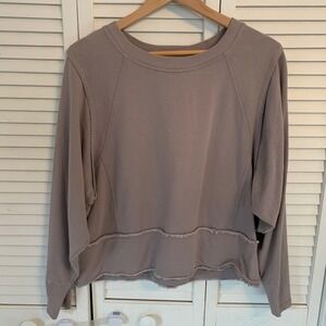 Free People Movement Where The Wind Blows Raw Hem Boxy Sweatshirt Top Womens L